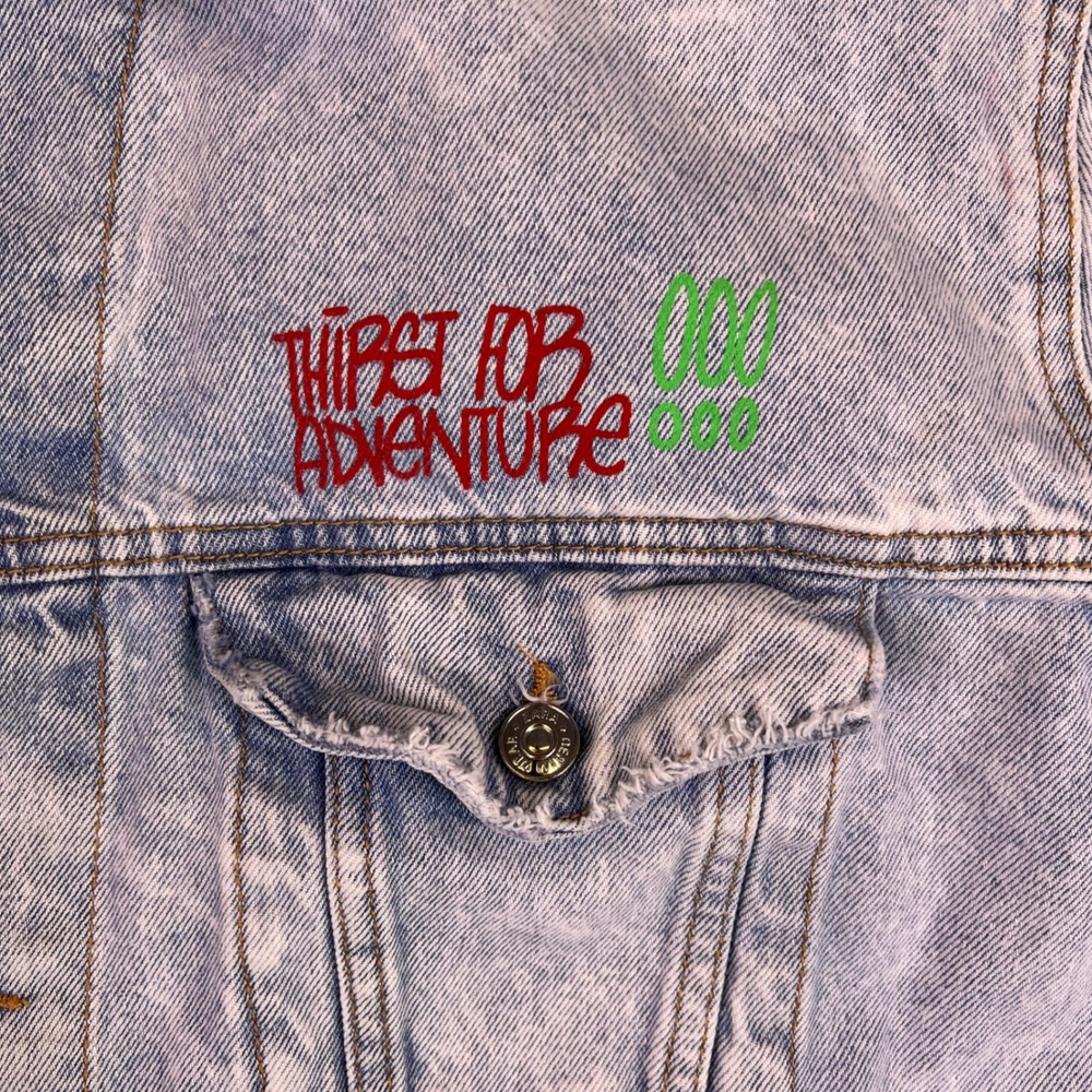 ZARA Acid Wash Denim Jacket Men XL Graphic Distressed Urban Graffiti Trucker Y2k - Picture 13 of 16